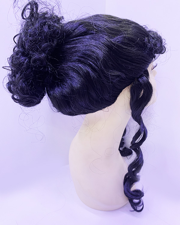 Siyah Renk Lüks Astarlı Topuz Bayan Peruğu Yetişkin Boy