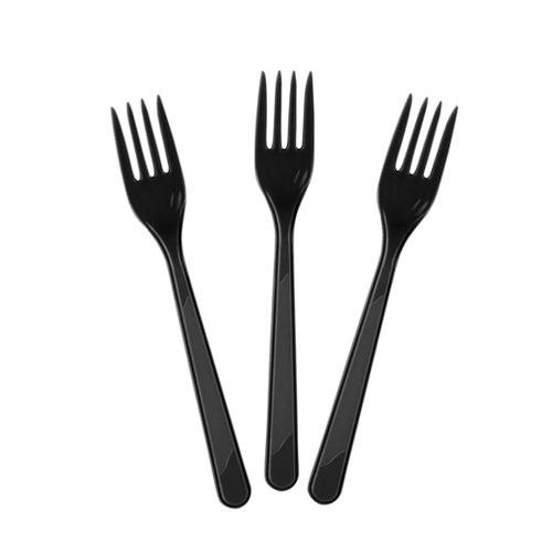 Siyah Renk Lüks Plastik Çatal 25 Adet