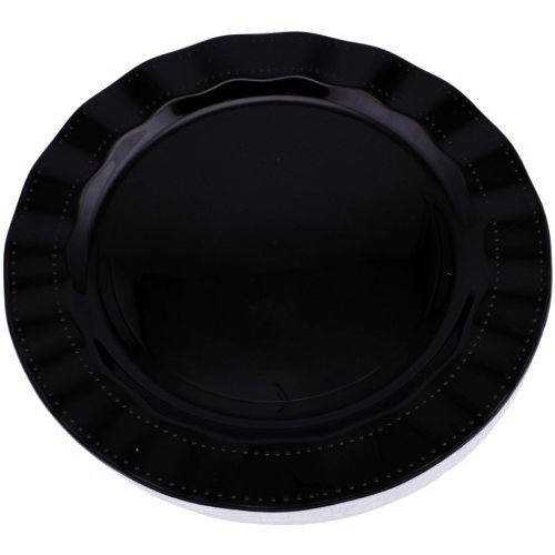 Siyah Renk Lüks Plastik Mika Yuvarlak Tabak 26 cm 6 Adet