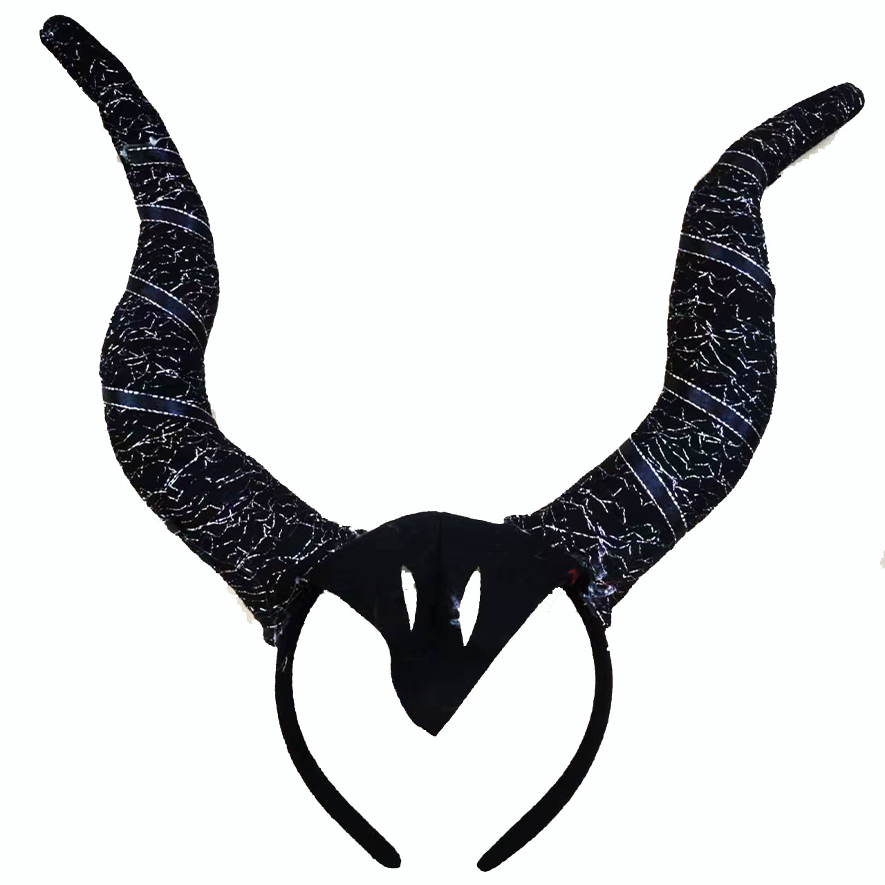 Siyah Renk Mega Boy Motif İşleme Boynuzlu Tasarımlı Mega Malefiz Tacı 30x28 cm