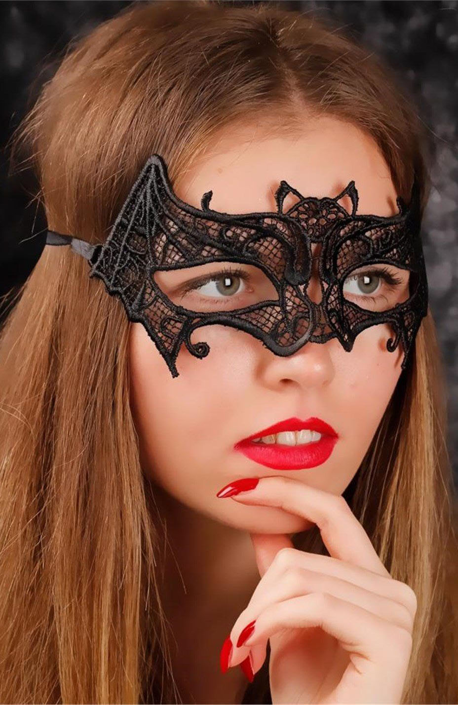 Siyah Renk Yarasa Model Dantel Balo Parti Maskesi Model 2