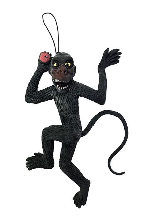 Siyah Renk Yumuşak Plastik Şaka Şempanze Maymun Anahtarlık Şaka Malzemesi 