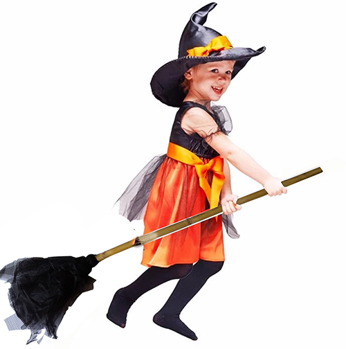 Siyah Tüllü Bambu Saplı Cadı Süpürgesi 95 cm