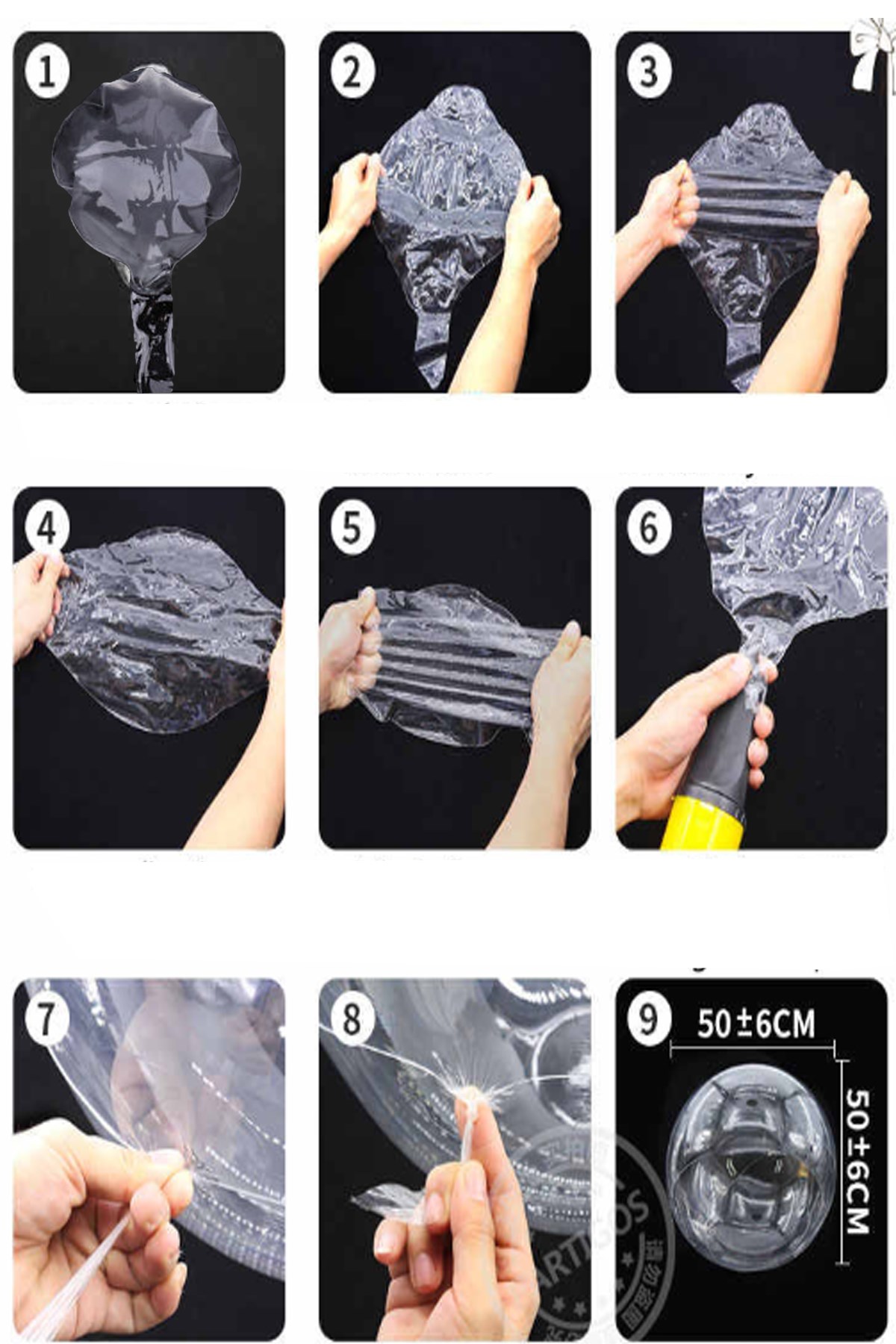 Siyah Tüylü Dekorasyon Şeffaf Balon 24 İnch 