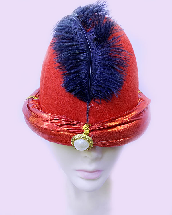 Siyah Tüylü Kırmızı Kumaş Kaplama Şehzade Sultan Şapkası Padişah Kavuğu