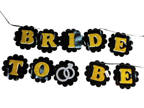 Siyah Üzeri Altın Renk Harflerle Bride To Be Yazılı Bekarlığa Veda Süsü