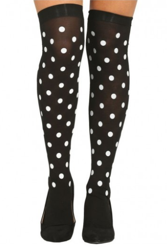 Siyah Üzeri Beyaz Puantiyeli Halloween Partisi Çorabı 1 Çift