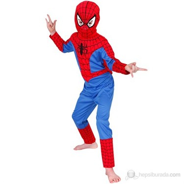 Spiderman Kostümü Çocuk - Maskeli Örümcek Adam Kostümü