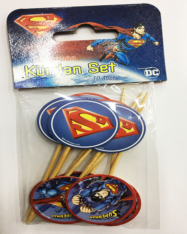 Süperman Temalı Parti Kürdan Seti 10 Adet