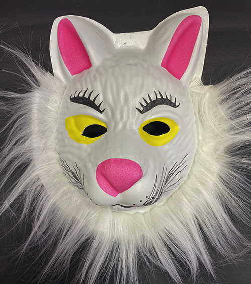 Tilki Maskesi - Eva Beyaz Peluşlu Tilki Maskesi