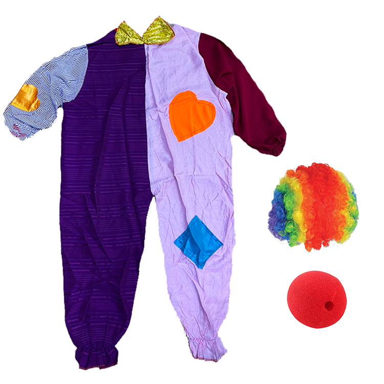 Çocuk Palyaço Kostümü Peruğu ve Burnu 12-13 Yaş Model 3