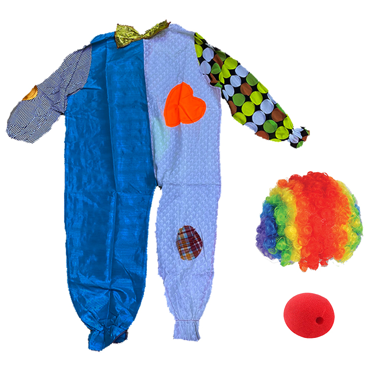 Çocuk Palyaço Kostümü Peruğu ve Burnu 12-13 Yaş Model 4