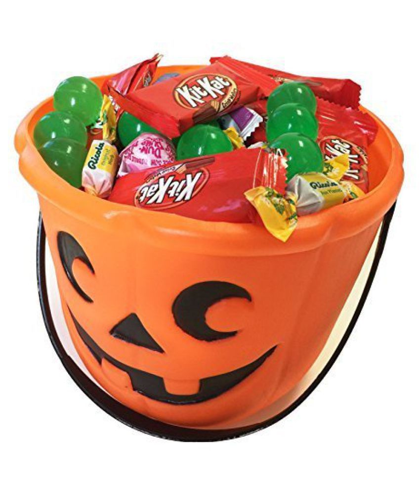 Turuncu Renk Cadılar Bayramı Şeker Toplama Kovası 18x14 cm