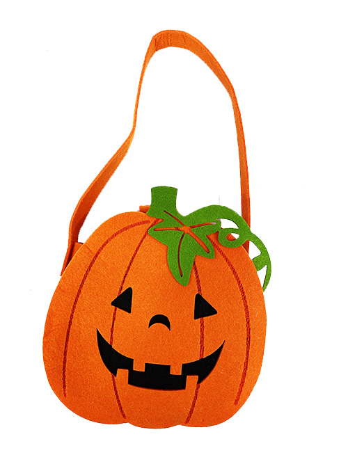 Turuncu Renk Dişli Yapraklı Balkabağı Şeker Çantası 15x12 cm