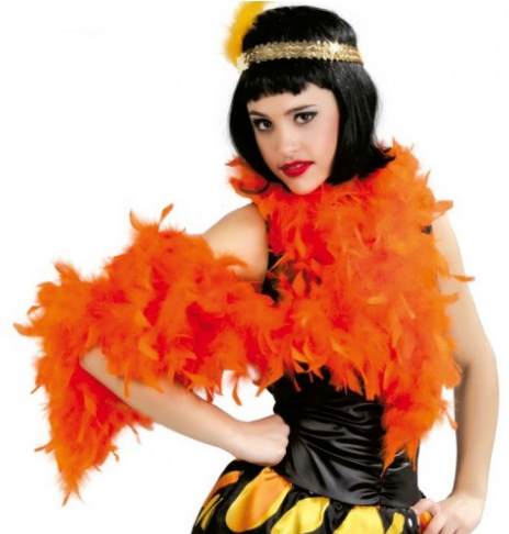 Turuncu Renk Kabarık Tüylü Otriş Boa Dekorasyon Tüy 180 cm