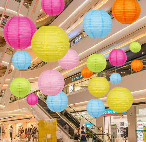 Turuncu Renk Kağıt Süs Japon Fener Dekorasyon Asma Süs 25 Cm