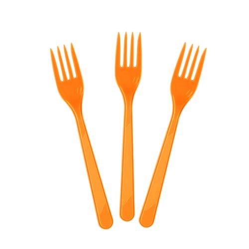 Turuncu Renk Lüks Plastik Çatal 25 Adet