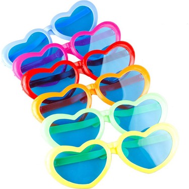 Turuncu Renk Mega Boy Jumbo Kalp Şekilli Parti Gözlüğü