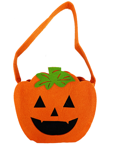 Turuncu Renk Yapraklı Balkabağı Şeker Çantası 15x12 cm