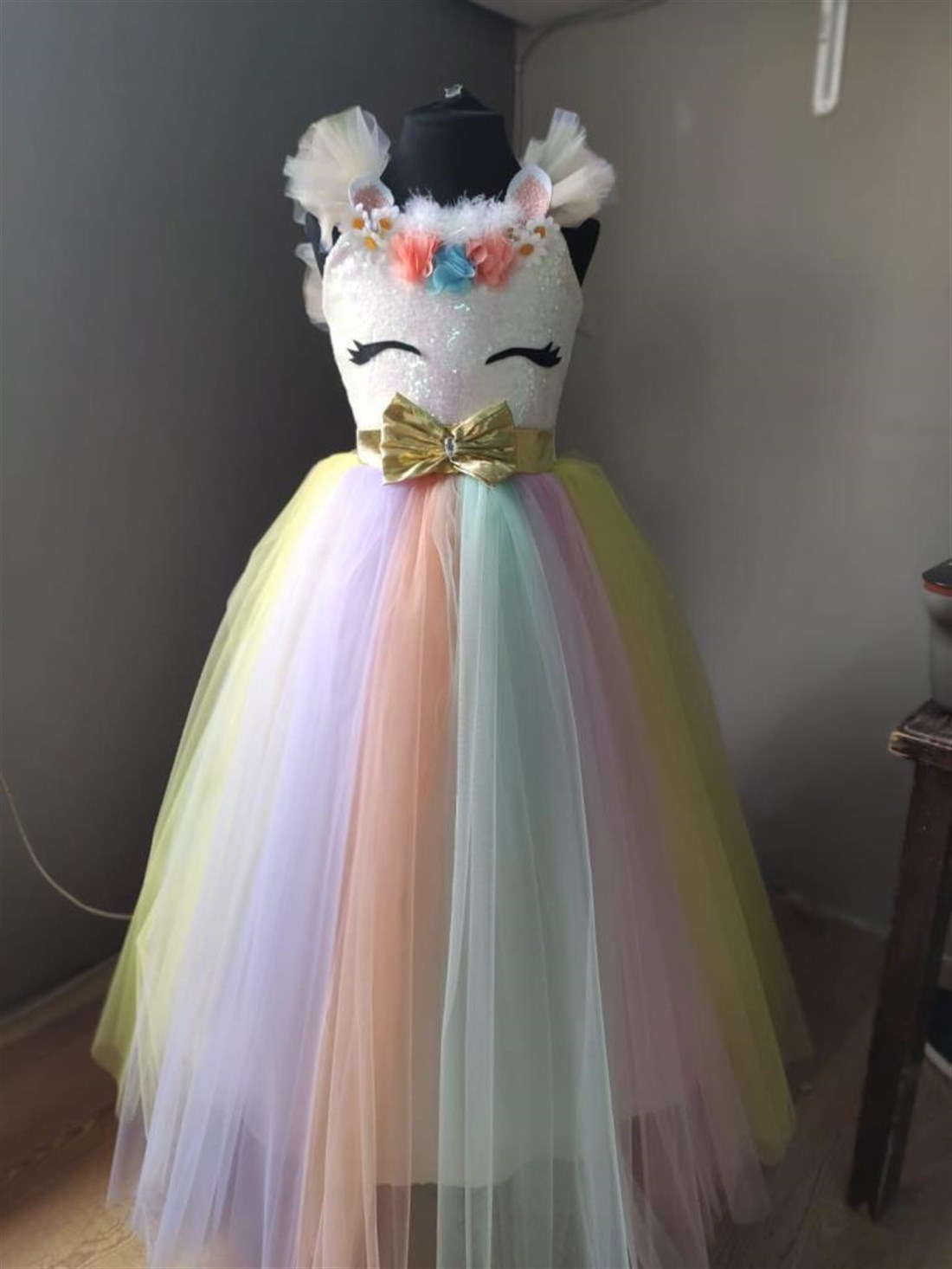 Unicorn Çocuk Kostümü - Unicorn Pony Kostümü ve Taç Seti 5-7 Yaş