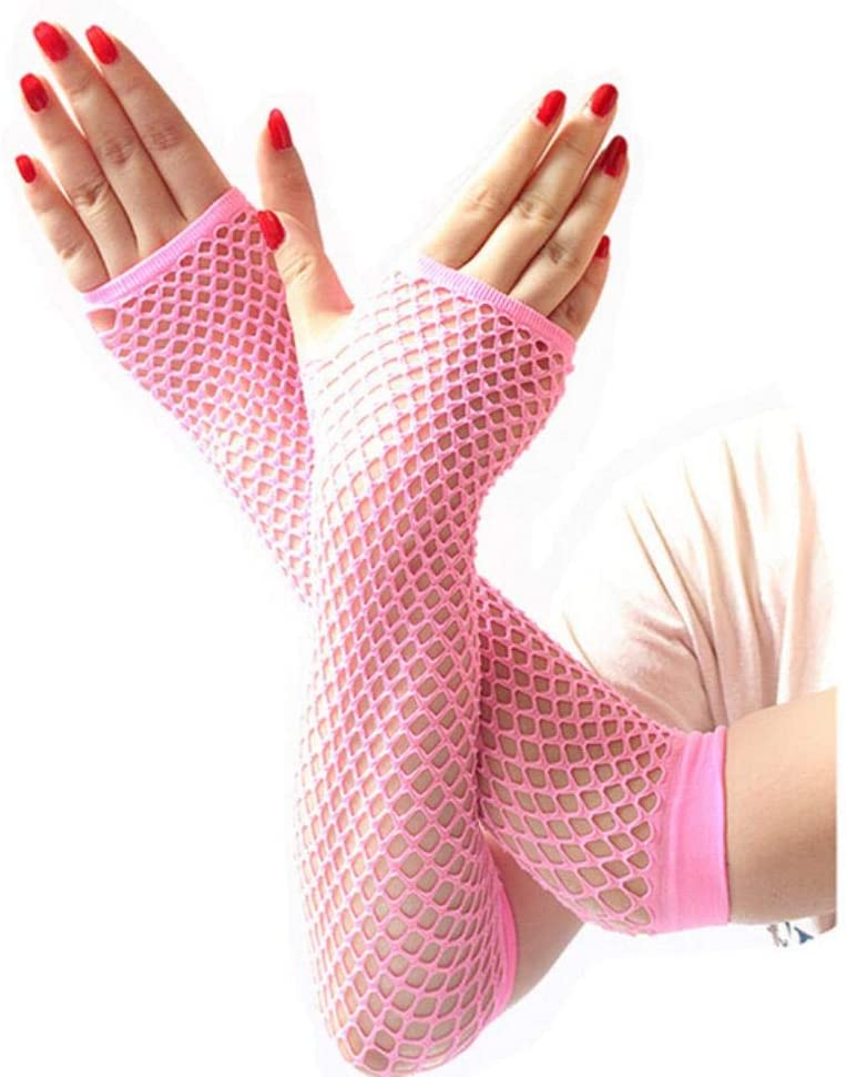 Uzun File Örgü Eldiven Açık Pembe Renk