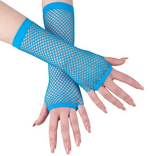 Uzun File Örgü Eldiven Turkuaz Renk