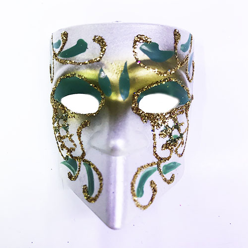 Yeşil Renk İşlemeli Seramik Malzeme Tam Yüz Venedik Magnet 4x5 cm