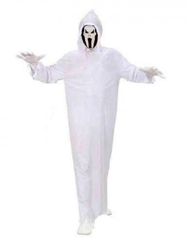 Yetişkin Boy Beyaz Kapşonlu Hayalet Kostümü