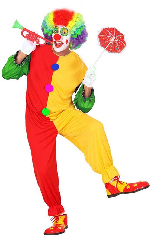 Yetişkin Palyaço Kostüm + Palyaço Bonus Saç + Palyaço Burun Seti