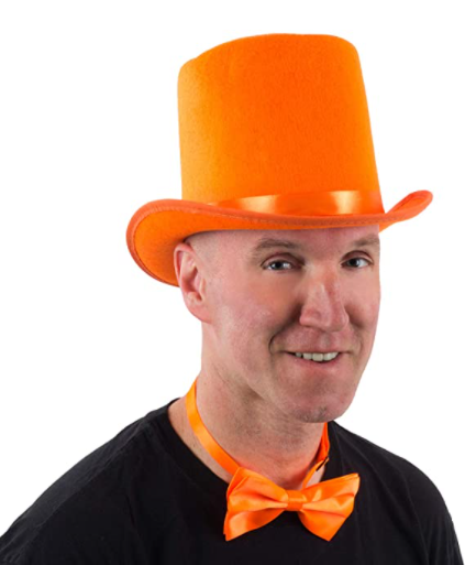 Yetişkinler İçin Turuncu Renk Ringmaster Sihirbaz Şapkası Fötr Şapka