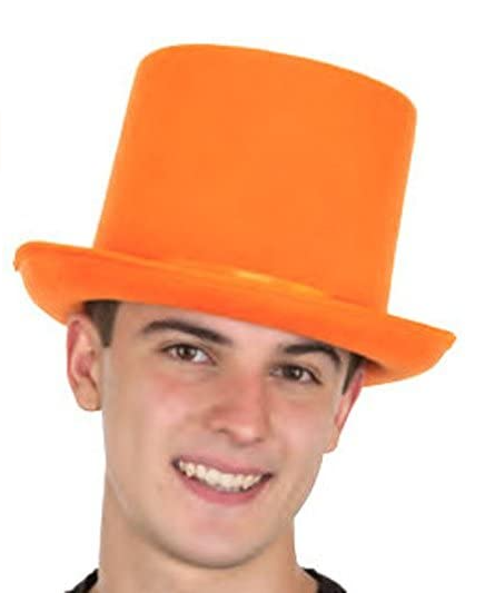 Yetişkinler İçin Turuncu Renk Ringmaster Sihirbaz Şapkası Fötr Şapka