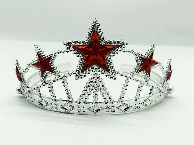 Yıldız Şekilli Elsa Prenses Kraliçe Tacı Kırmızı Renk Çocuk Boy 5x17 cm