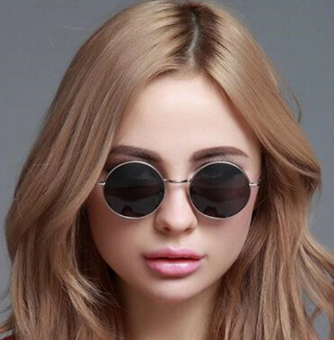 Yuvarlak Cam John Lennon Tarzı Gümüş Çerçeveli Siyah Gözlük 