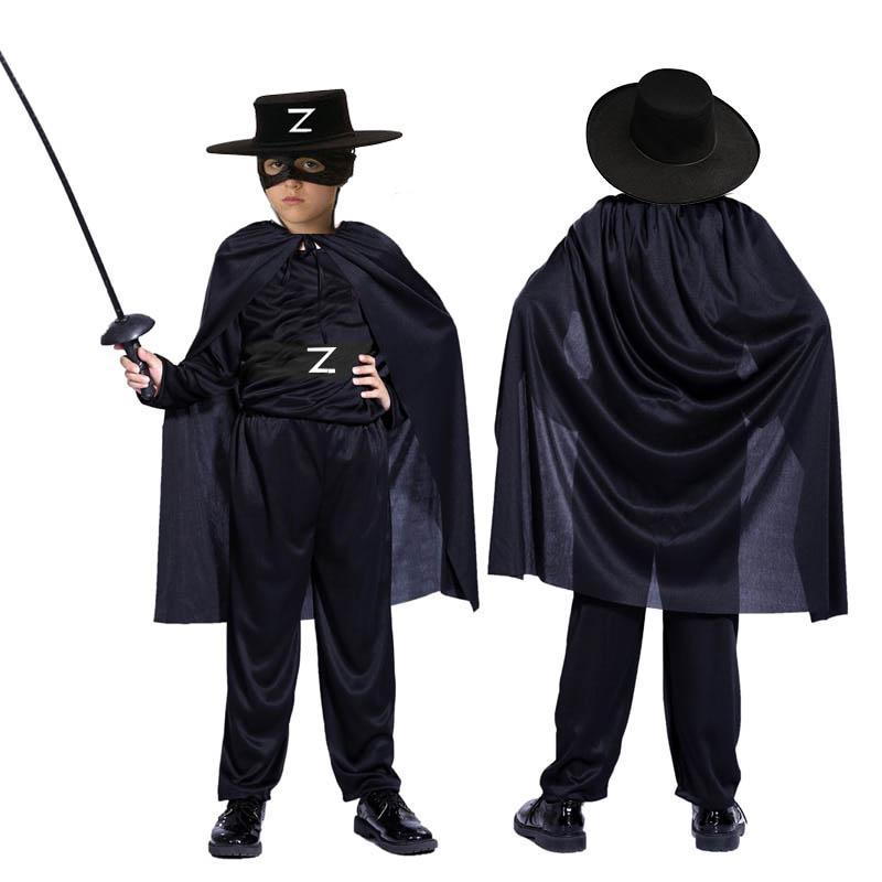 Zorro Kara Şövalye Kostümü - Zorro Kostümü Çocuk Boy 9-10 Yaş