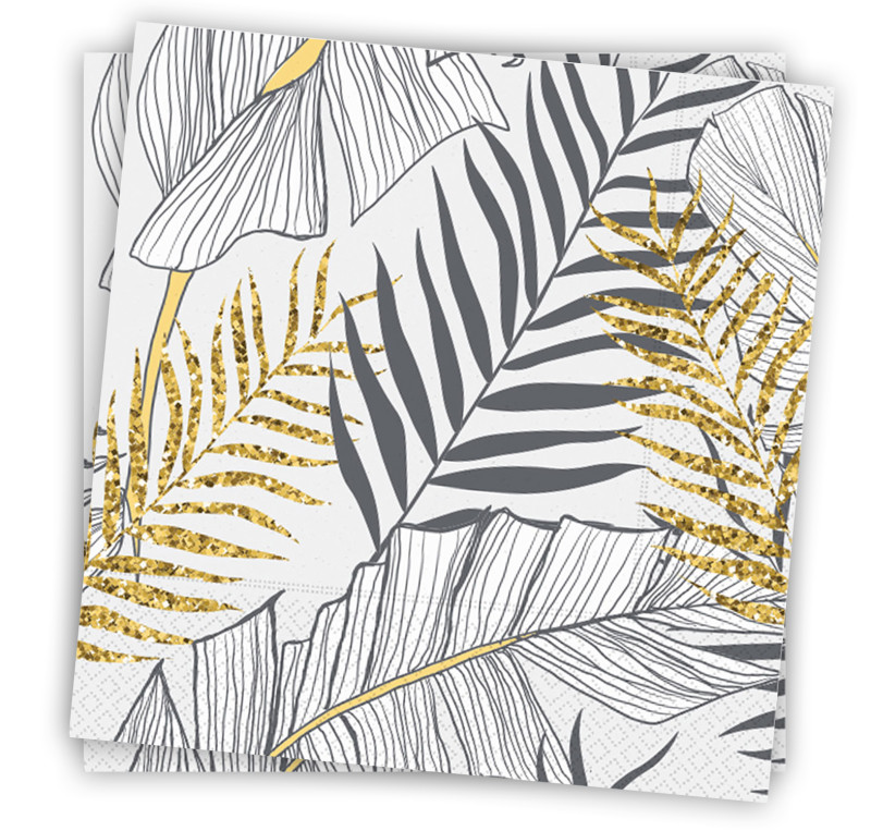 Altın Simli Yapraklar Peçete 20 Adet