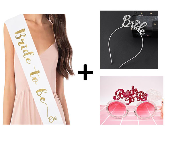 Bekarlığa Veda Bride Kuşak Taç ve Gözlük Seti 