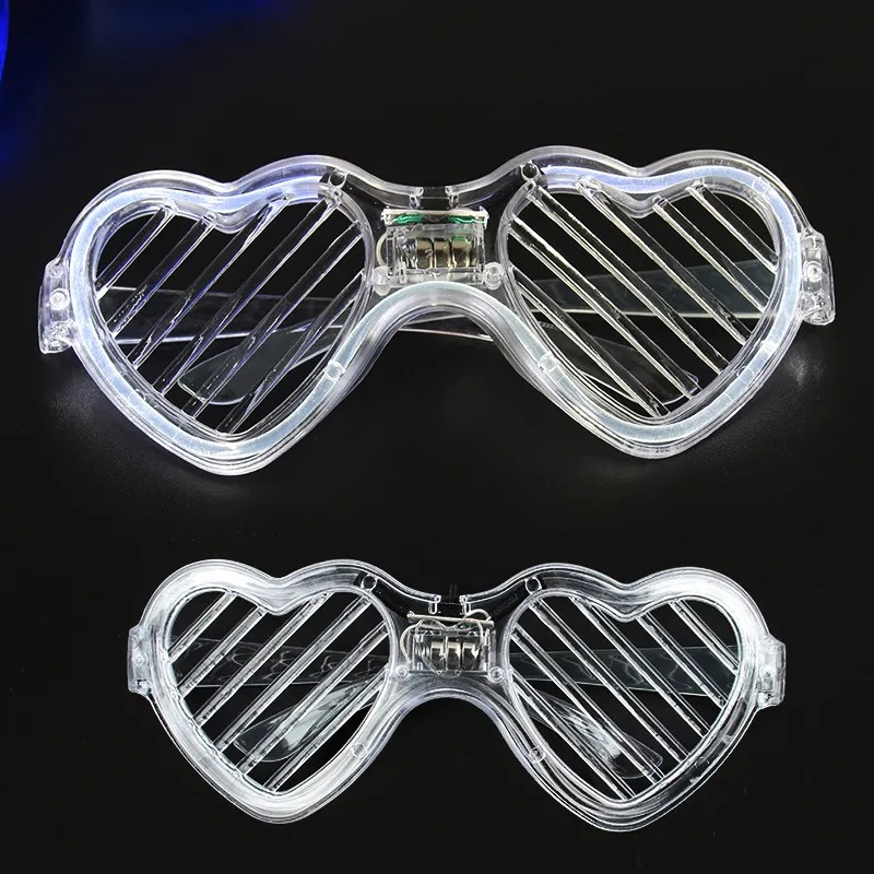 Beyaz LED Işıklı Kalp Gözlük – 3 Modlu Parti & Glow Gözlüğü