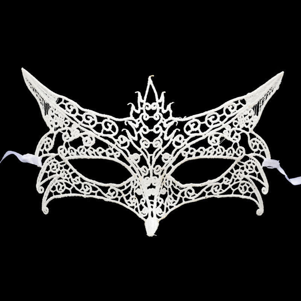 Beyaz Renk Dantel Kesim Dantel İşlemeli Balo Parti Maskesi 7 No 