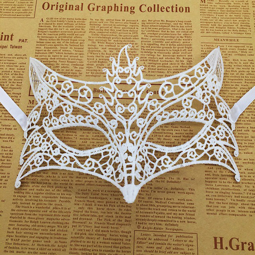 Beyaz Renk Dantel Kesim Dantel İşlemeli Balo Parti Maskesi 7 No 