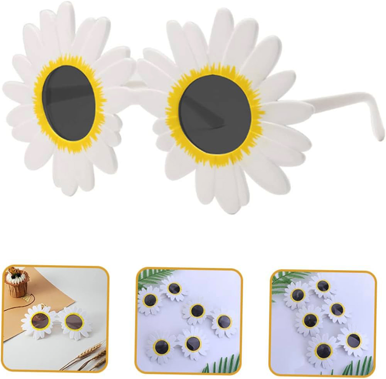 Beyaz Renk Papatya Şekilli Parti Gözlüğü 18x10 cm