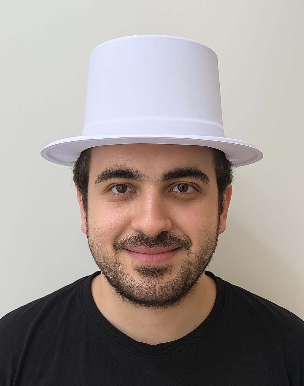 Beyaz Renk Plastik Nubuk Kadife Flok Kaplama Fötr Şapka 11 cm