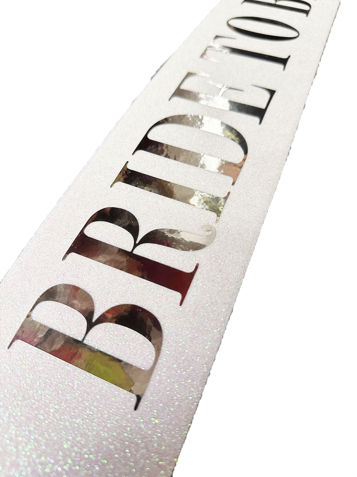 Beyaz Üzeri Gümüş Büyük Bride To Be Yazılı Simli Işıltılı Kuşak Kemer 10 cm Genişlik