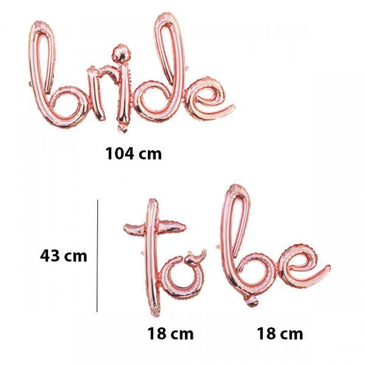 Bride To Be Folyo Balon İtalik El Yazısı Rose Gold