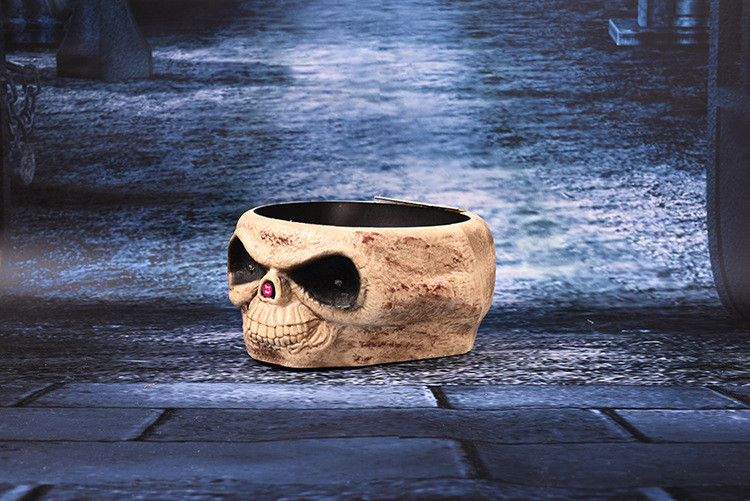 Cadılar Bayramı Halloween Kafatası Şekerlik Meyve Çanağı Gold