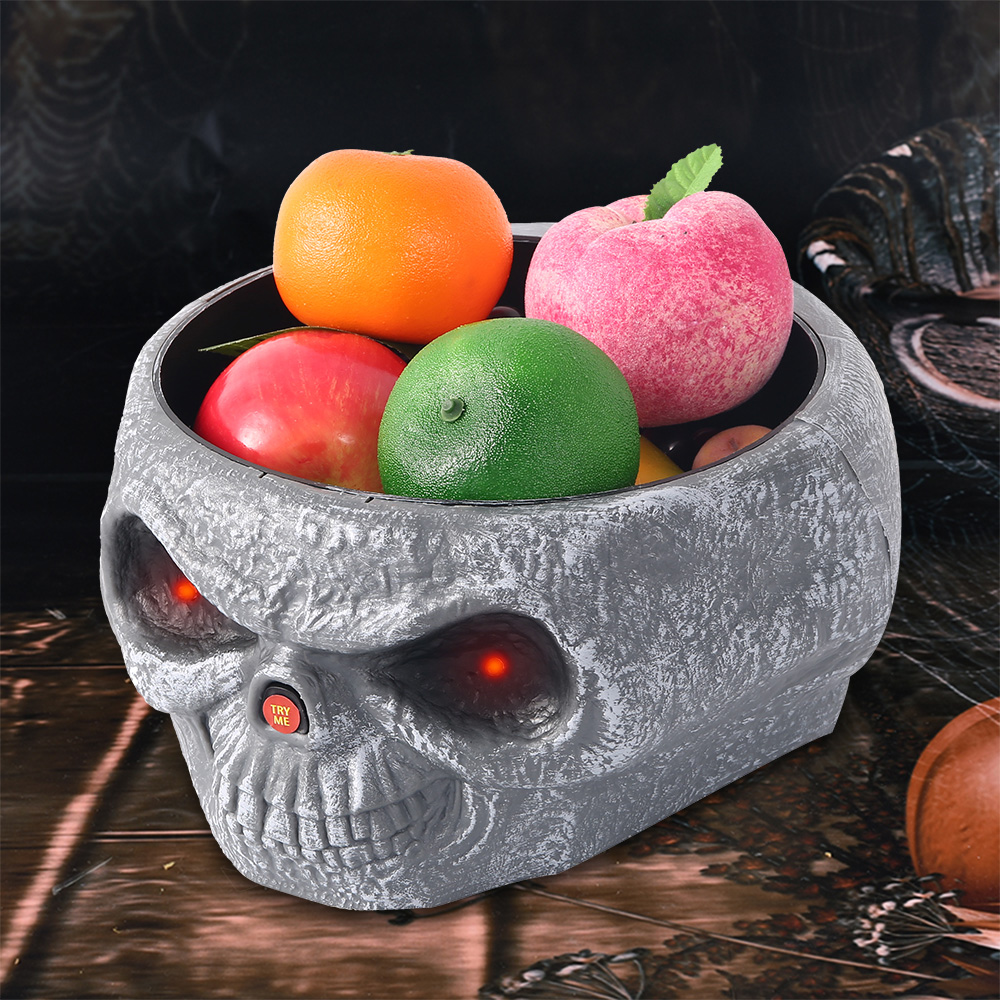 Cadılar Bayramı Halloween Kafatası Şekerlik Meyve Çanağı Gri