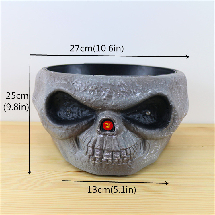 Cadılar Bayramı Halloween Kafatası Şekerlik Meyve Çanağı Gri