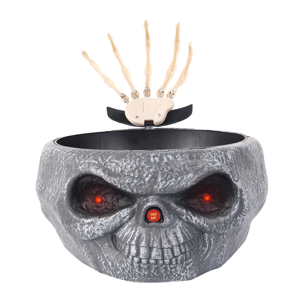 Cadılar Bayramı Halloween Kafatası Şekerlik Meyve Çanağı Gri