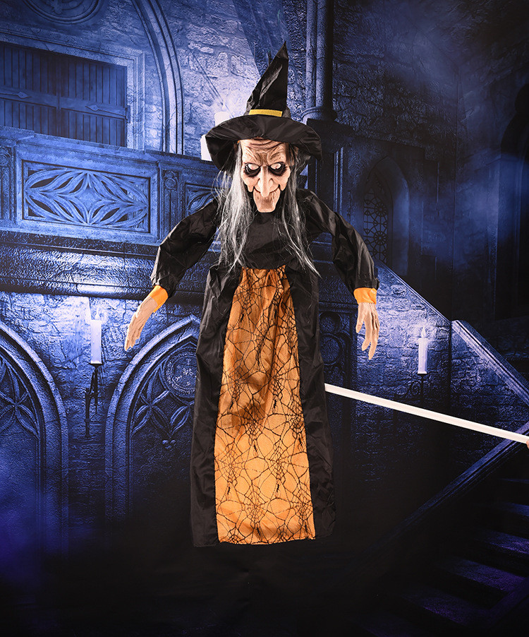 Cadılar Bayramı Halloween Sensörlü Işıklı Sesli Cadı 145 cm