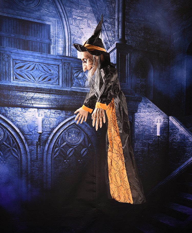 Cadılar Bayramı Halloween Sensörlü Işıklı Sesli Cadı 145 cm