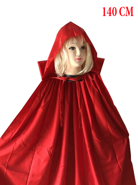 Cadılar Bayramı Kapşonlu + Yakalı Pelerin Kırmızı 140 cm